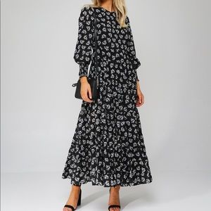 Black and white floral maxi dress